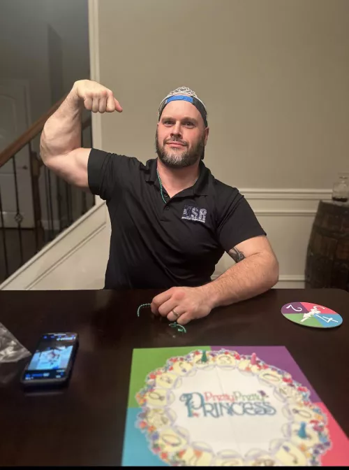 playing pretty pretty princess with wife n daughter. Caught wife snapping photo, tried to reclaim masculinity