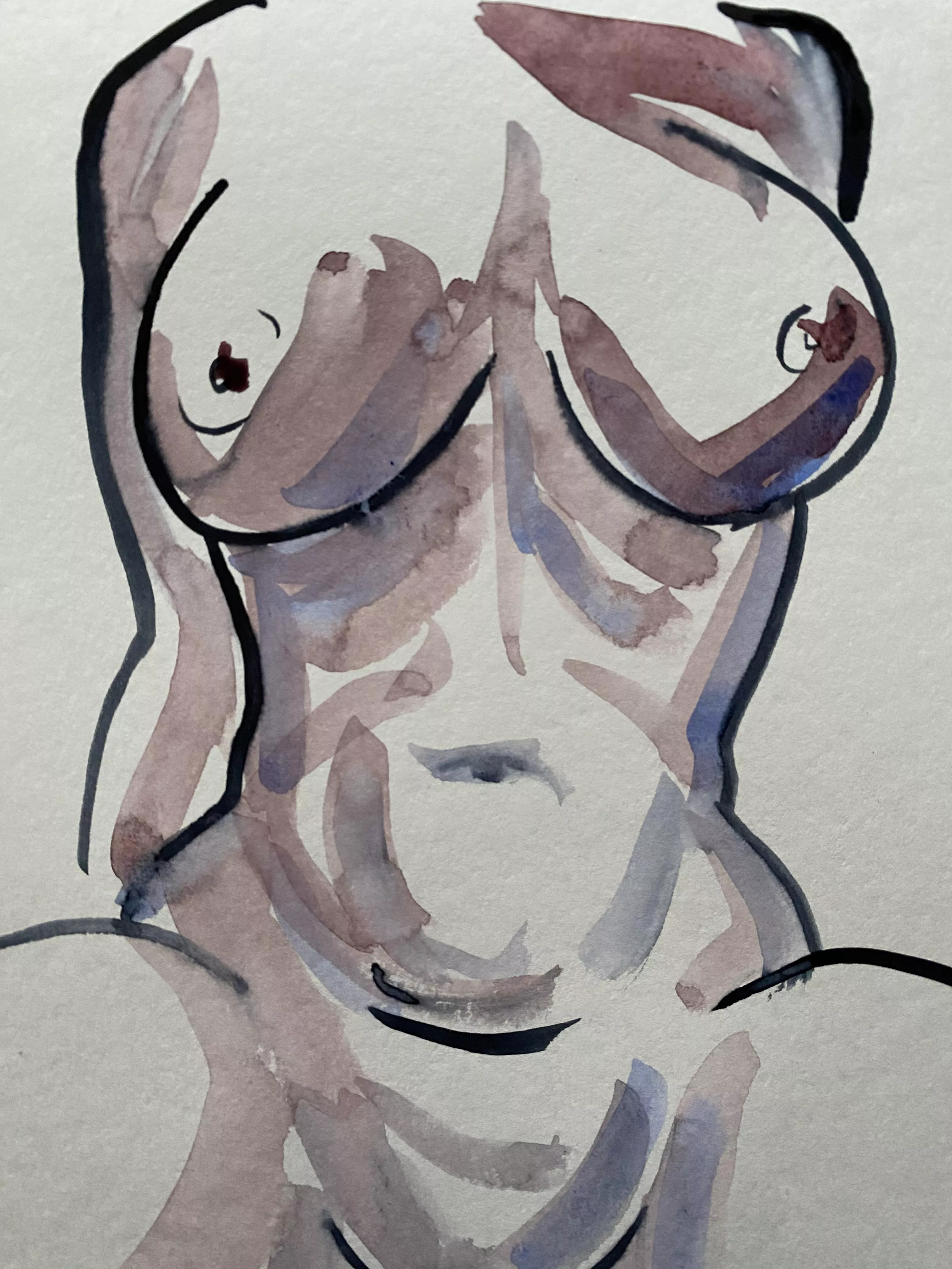 Shades of maroon and blue, watercolor by me