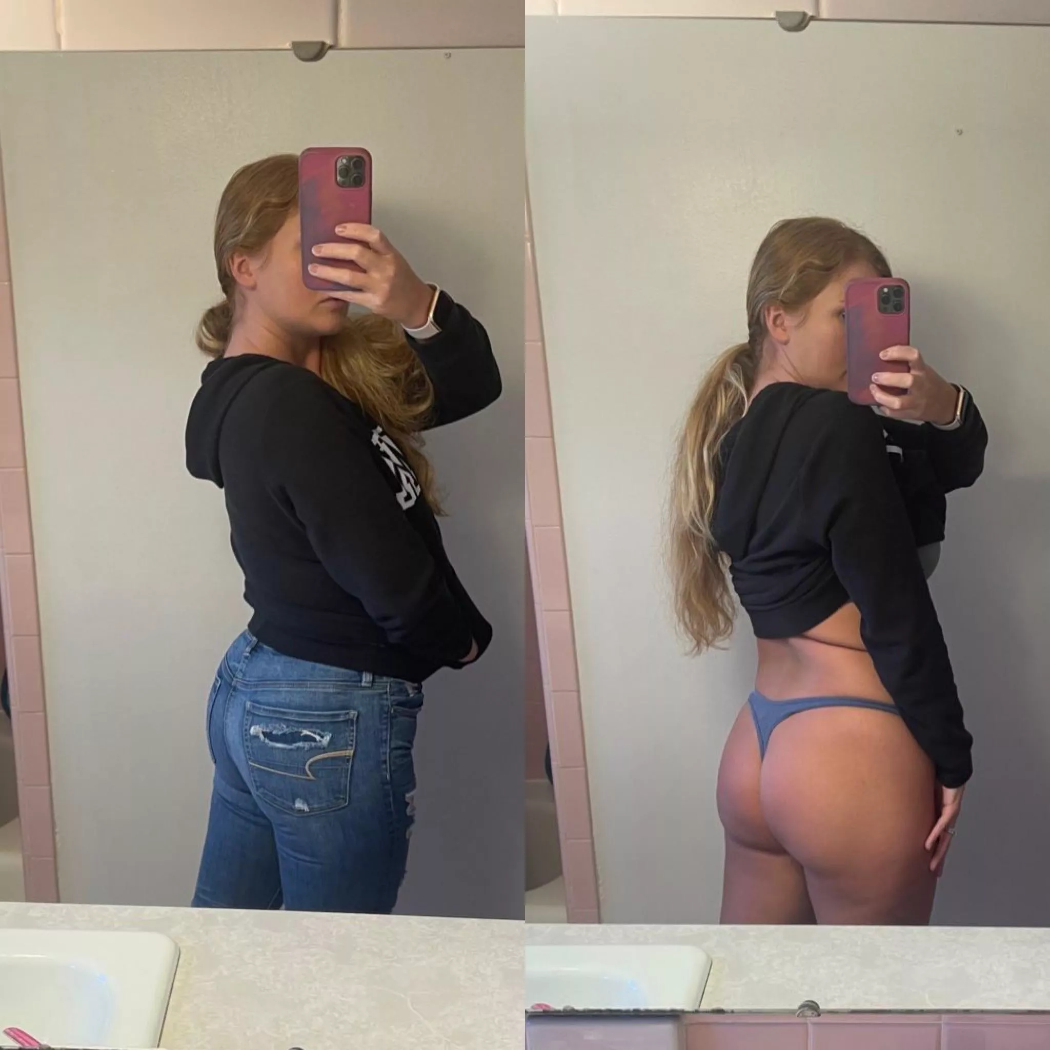 The booty pops out of them jeans