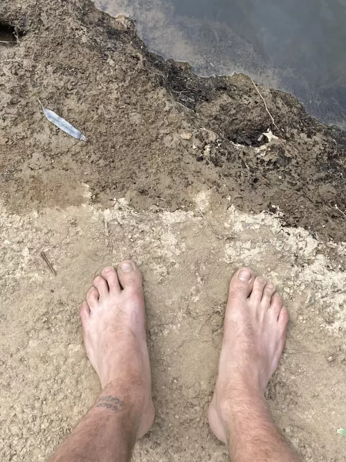 dirty aussie feet camping by the river. anyone want to clean them for me?