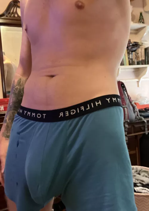 Hanging heavy and soaked with Precum