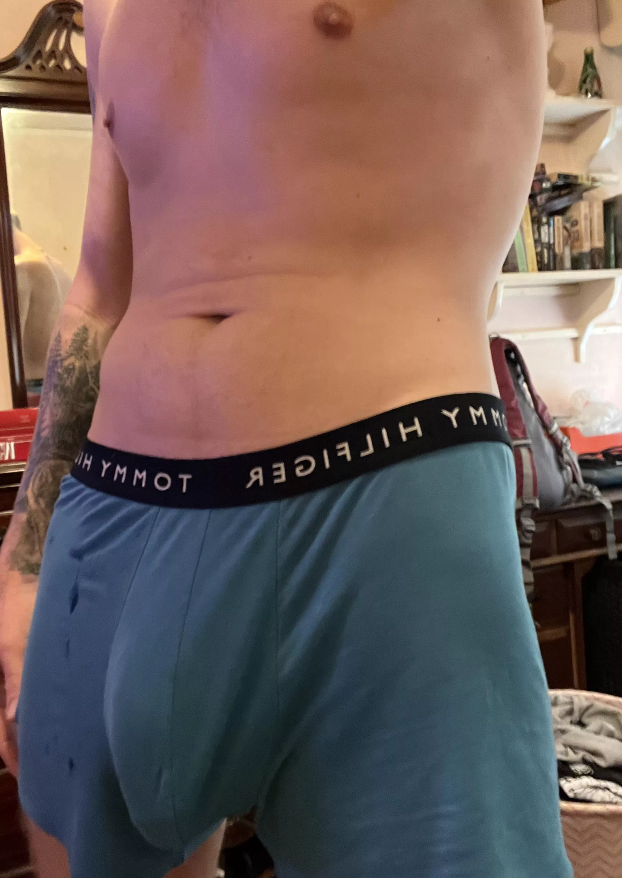 Hanging heavy and soaked with Precum