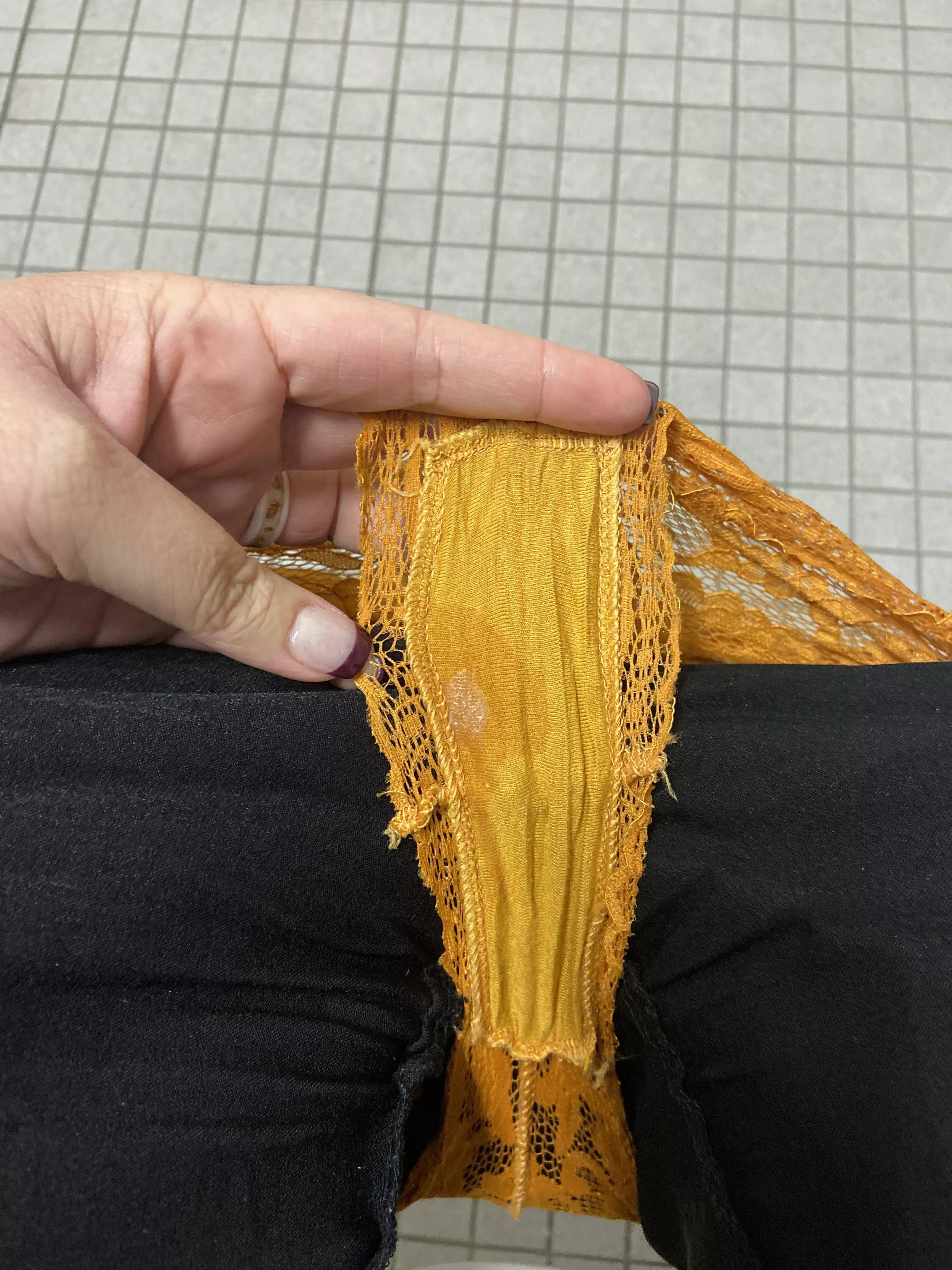 I just keep soaking through my panties. I’ve been wet all day at work and the spot keeps growing