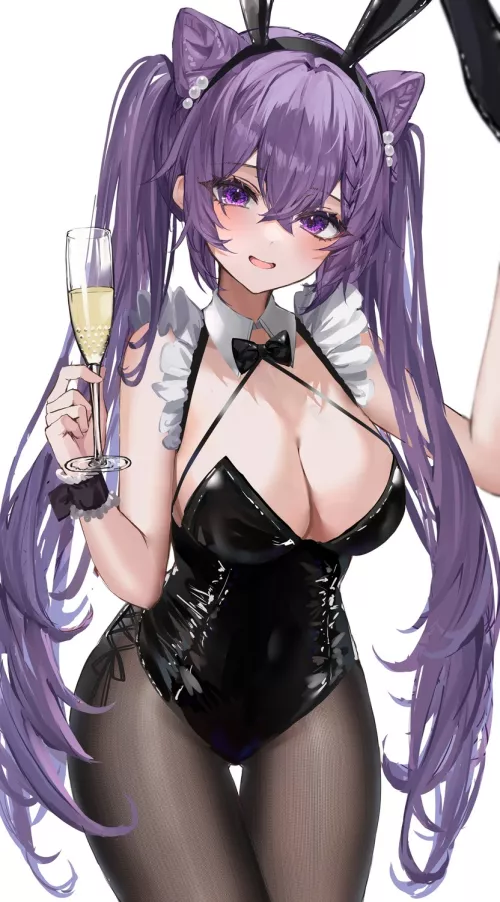 Keqing in latex bunny suit