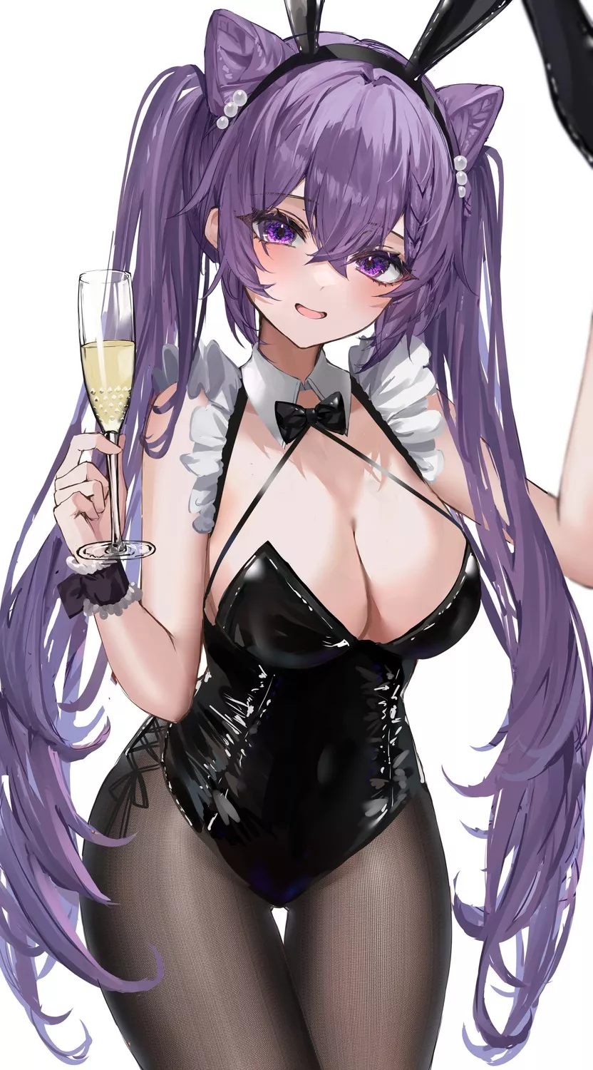 Keqing in latex bunny suit