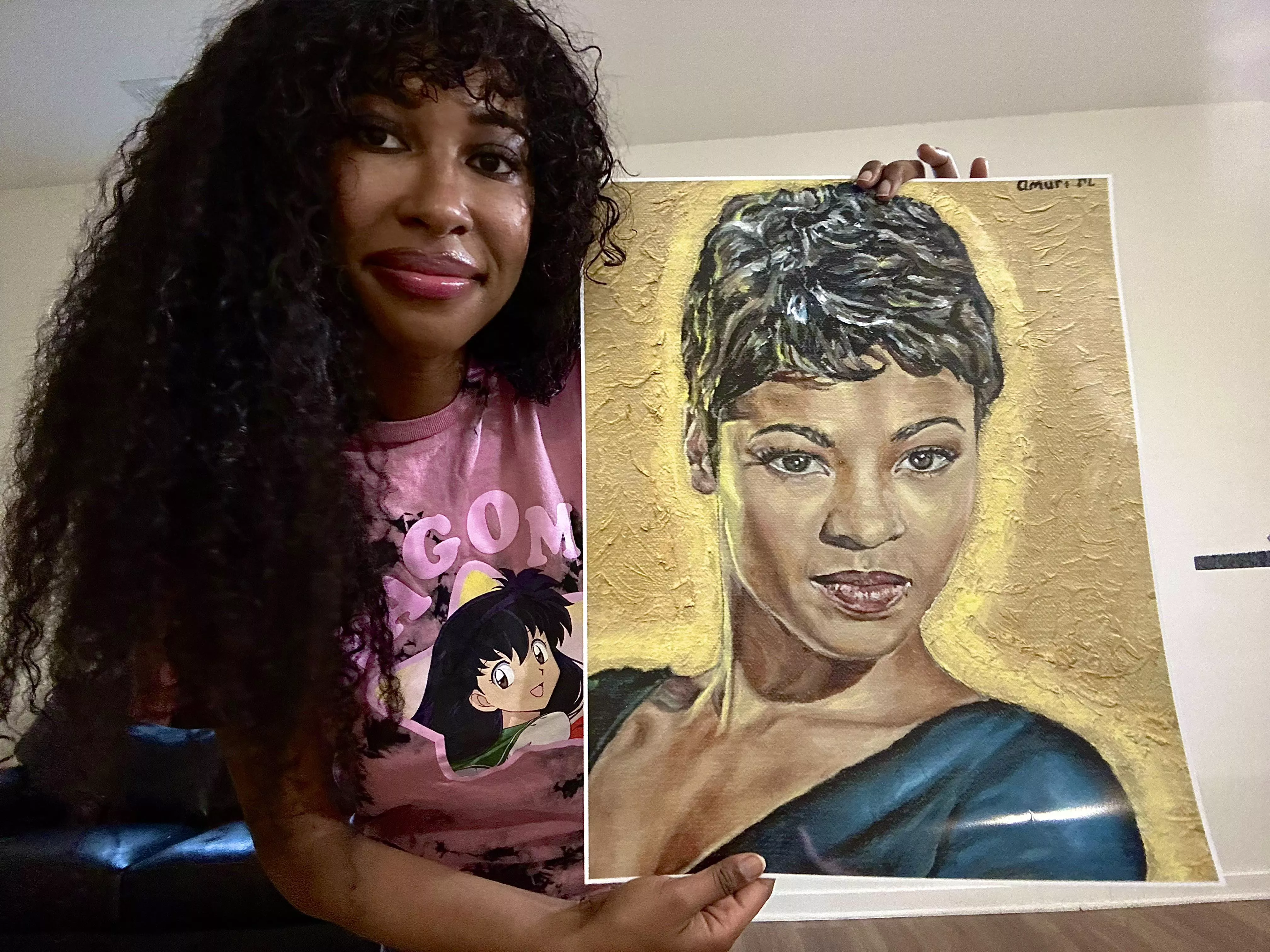 Me with a painting of the beautiful Nia Long