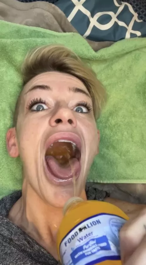 Mouth wide open for juice