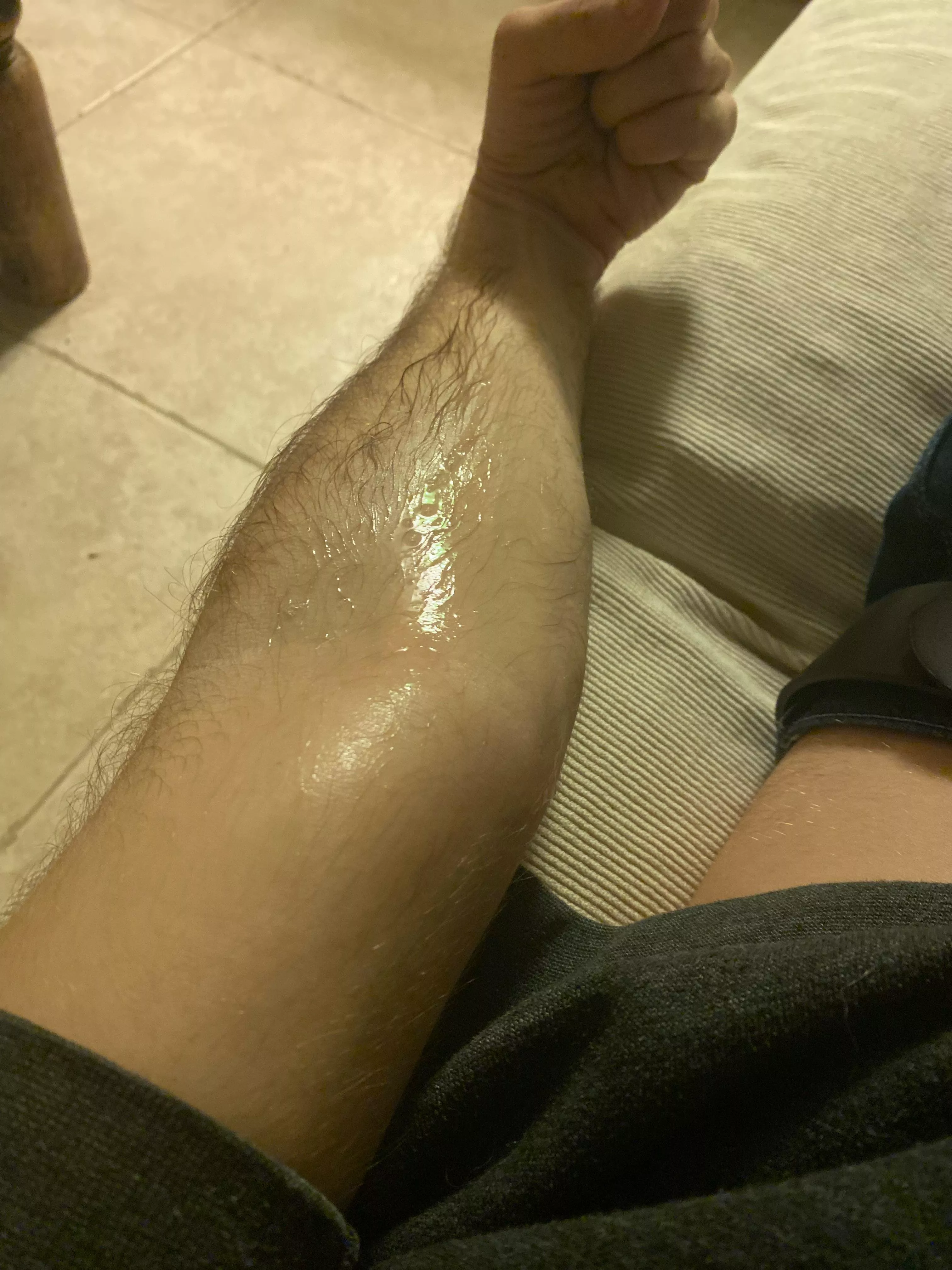 my arm after a good lick treatment ended up covered in saliva >:3