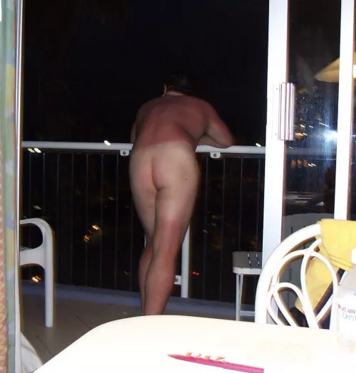 Nude on the balcony.