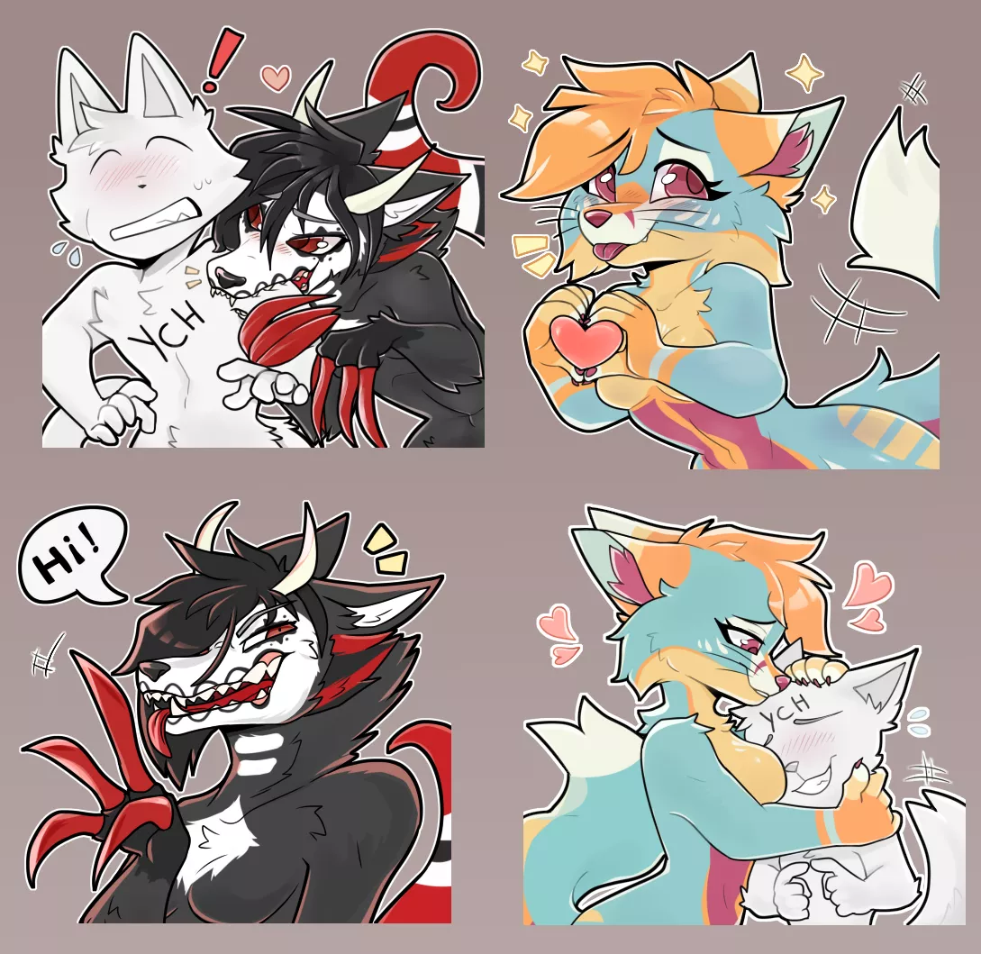 Stickerss commissions done for a twitter user x3 this are telegram stickers I do :D hope you like it! (Art made by Marychic3908)