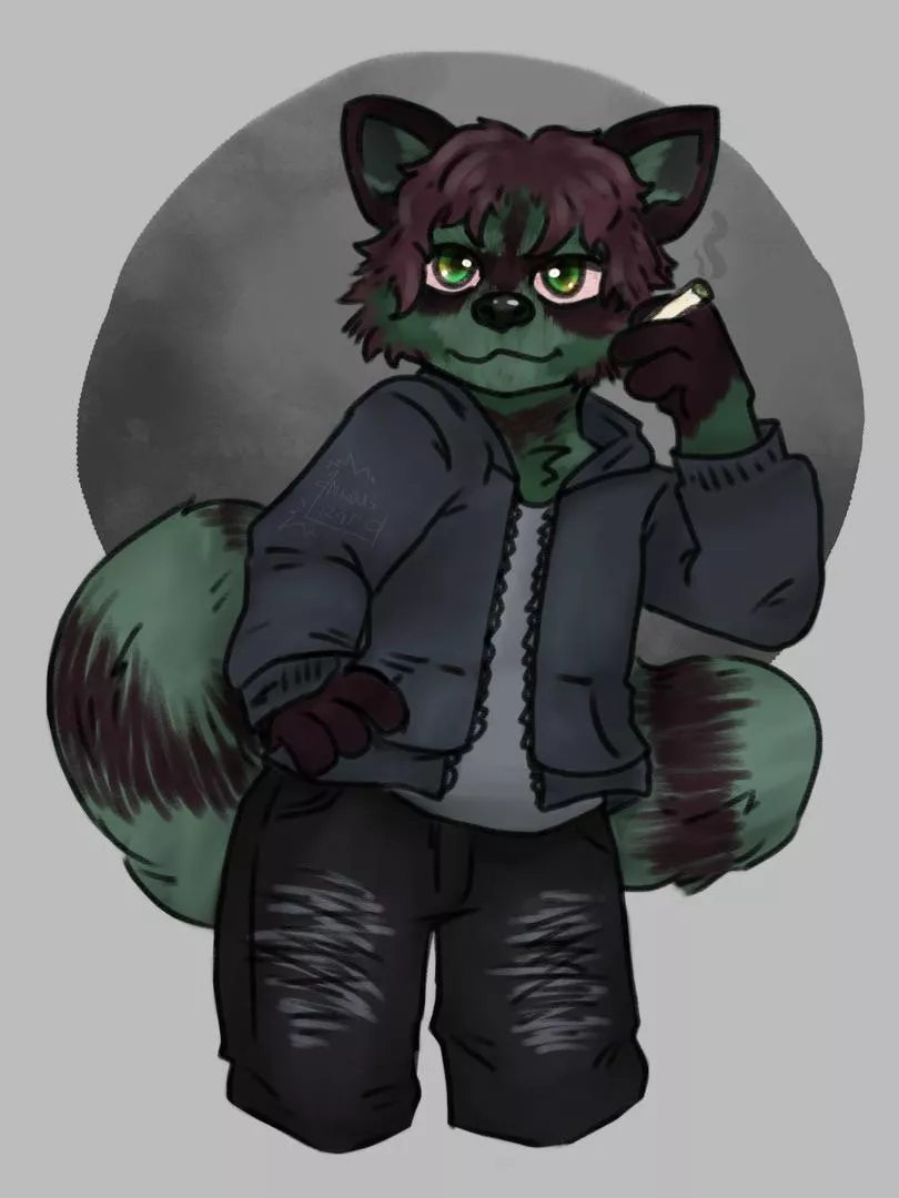 The raccoon found a blunt (I’m not sure if there anything against drug use in the rules)