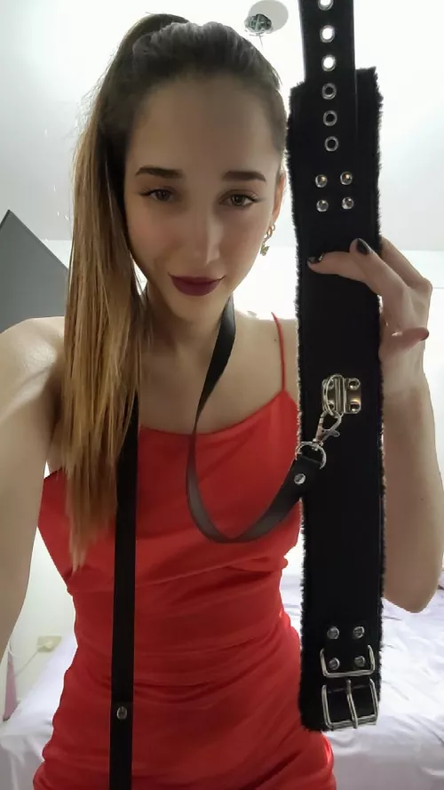 You are my slave, stand still so I can put you on your leash.