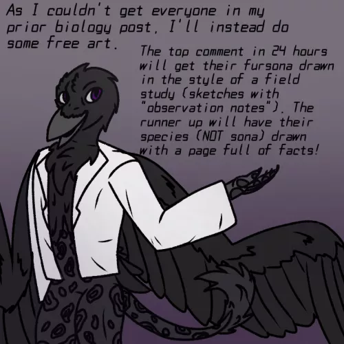 As an apology to everyone I missed in the biology post, I present... a little art giveaway! (Also, surprise! Avalon's a gryphon!)