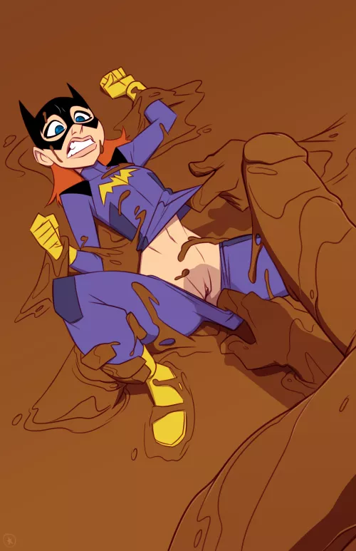 Batgirl defeated by Clayface (Stickymon)
