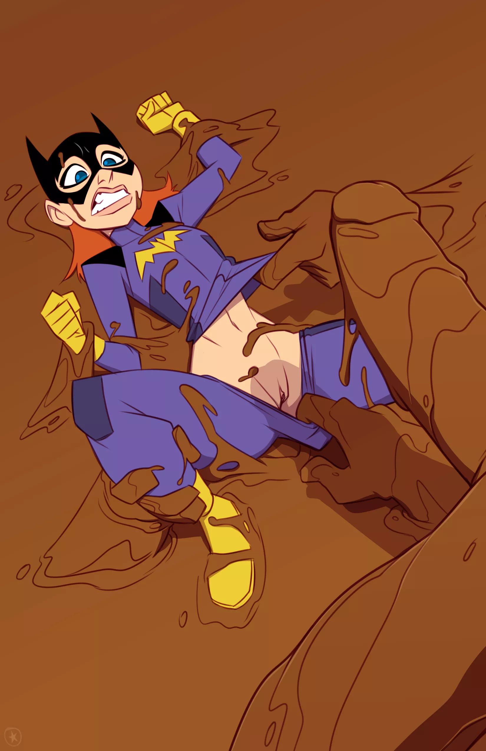 Batgirl defeated by Clayface (Stickymon)