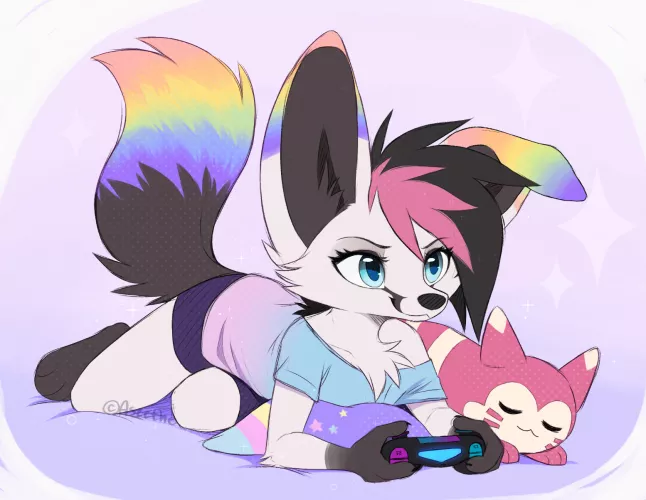 Cute Gamer (Art by: Aseethe)