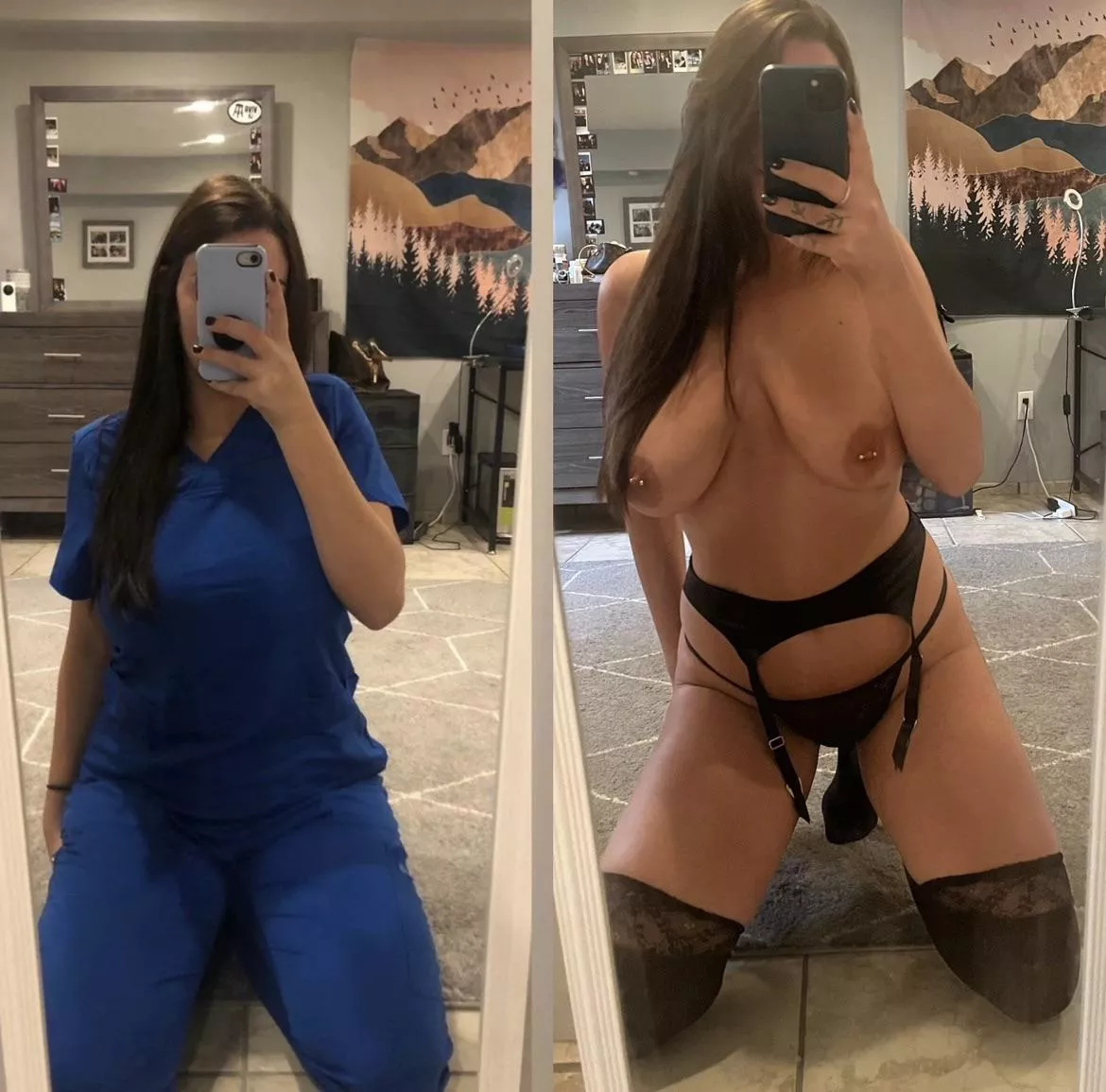 Hospital uniform vs. Reddit uniform [oc] [f]
