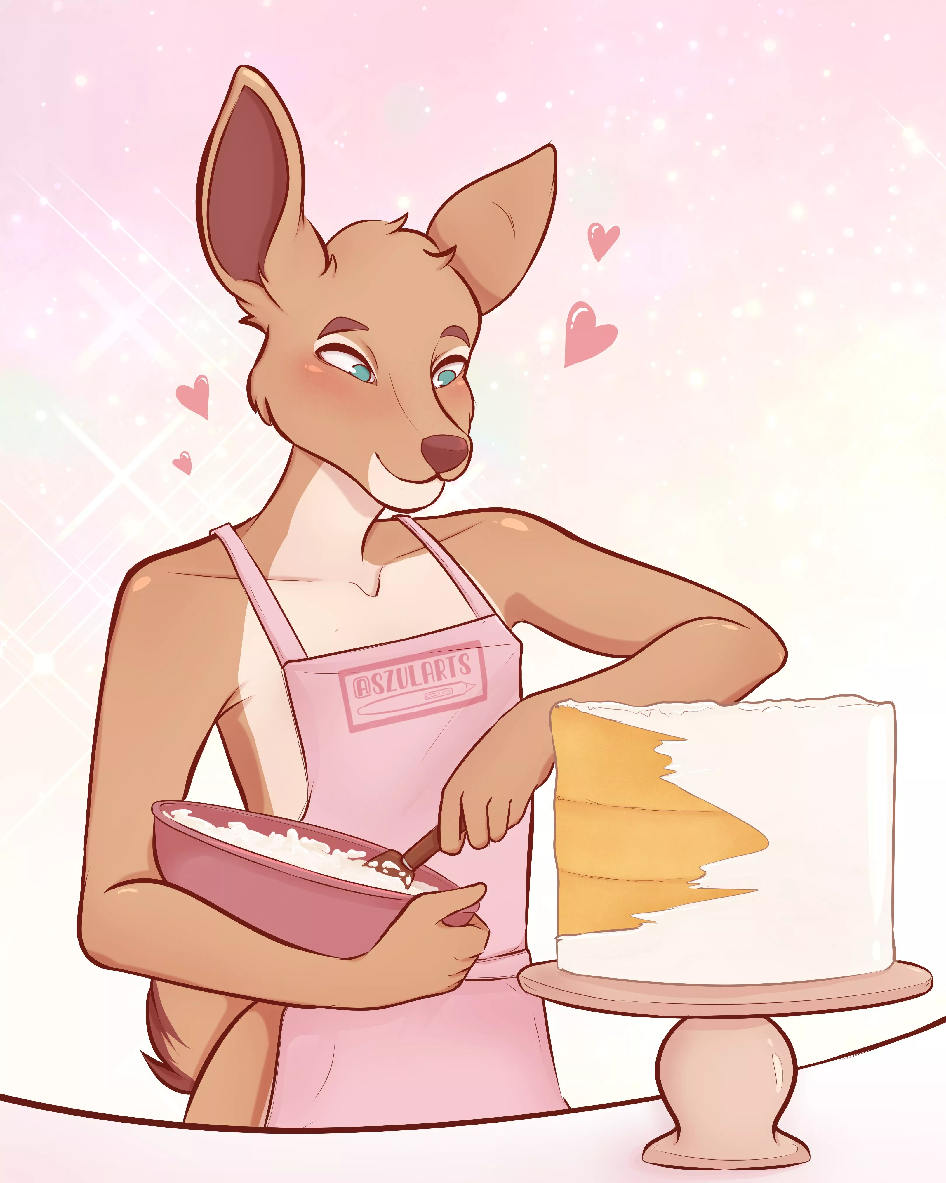 Making a cake with a lot of love (Art by me)