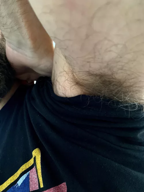 My thick armpit hair always peeks out of my t-shirt sleeves when I raise my arms... Are you one of the hungry fuckers I always see staring at it?