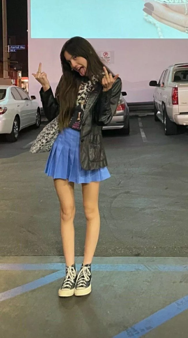 olivia rodrigo in a skirt