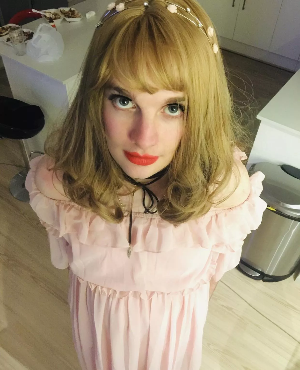 Pansy caught blushing in a pink dress by his bully, what do you think he will do to me?