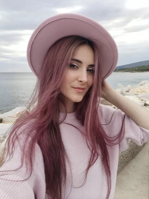 Pink hair pink hat. do you like it?