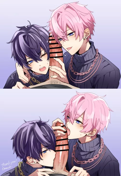 purple and pink (shxtou fanart by @/omochingway on twitter)