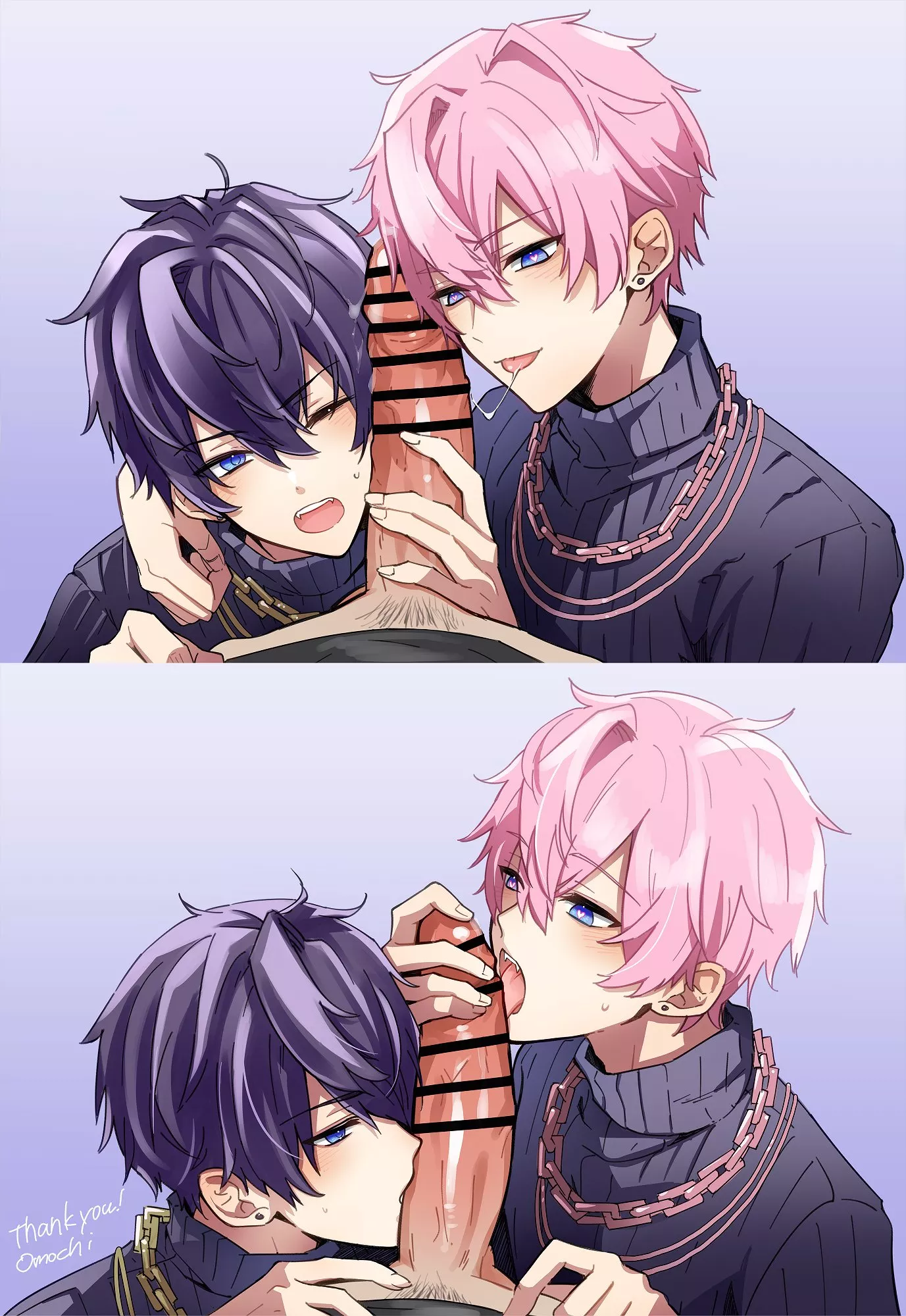 purple and pink (shxtou fanart by @/omochingway on twitter)