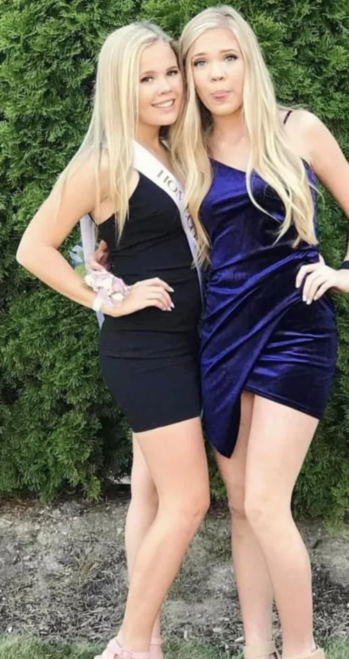 Sisters in short skirts. The one on the right I want so bad!