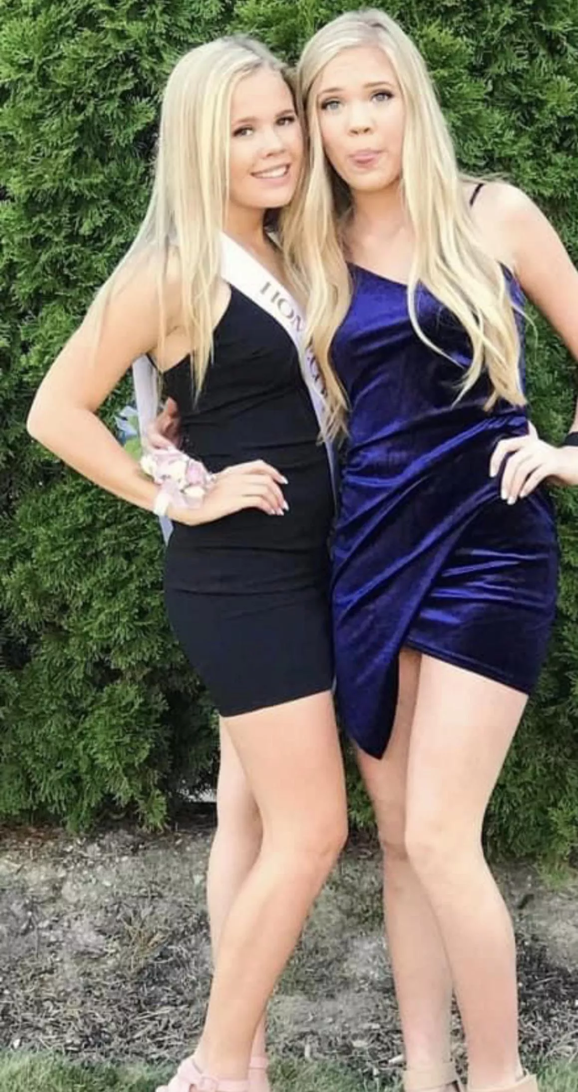 Sisters in short skirts. The one on the right I want so bad!