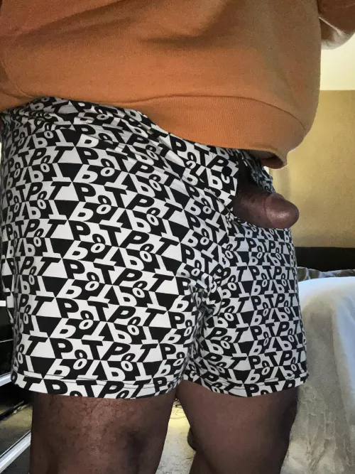 The one pro of boxers…dicks always look good sticking out of them