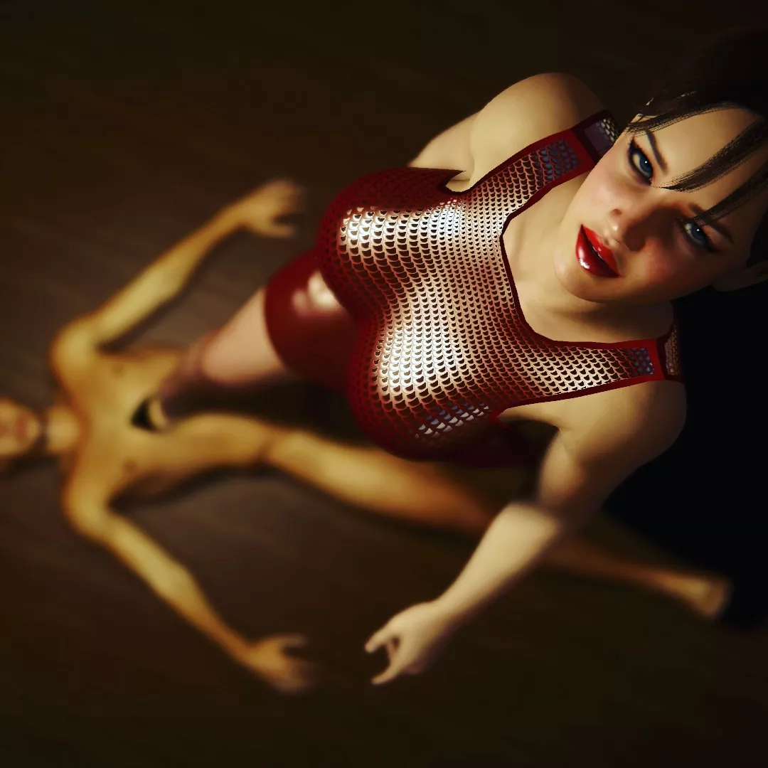 Under her heels... where he truly wants to be