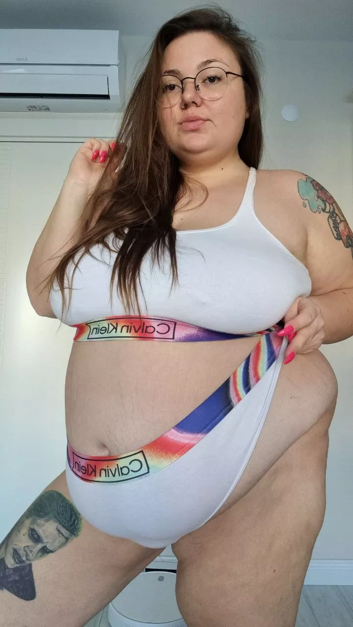 What get your attention the most? My boobs or my fat belly?