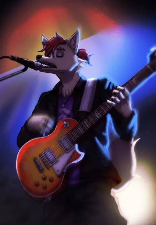 What kind of music does he seem to be playing? 🐺🎸(art by me @billartstk on Twitter)