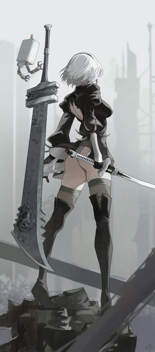 2B's lengthy legs (ryudraw)