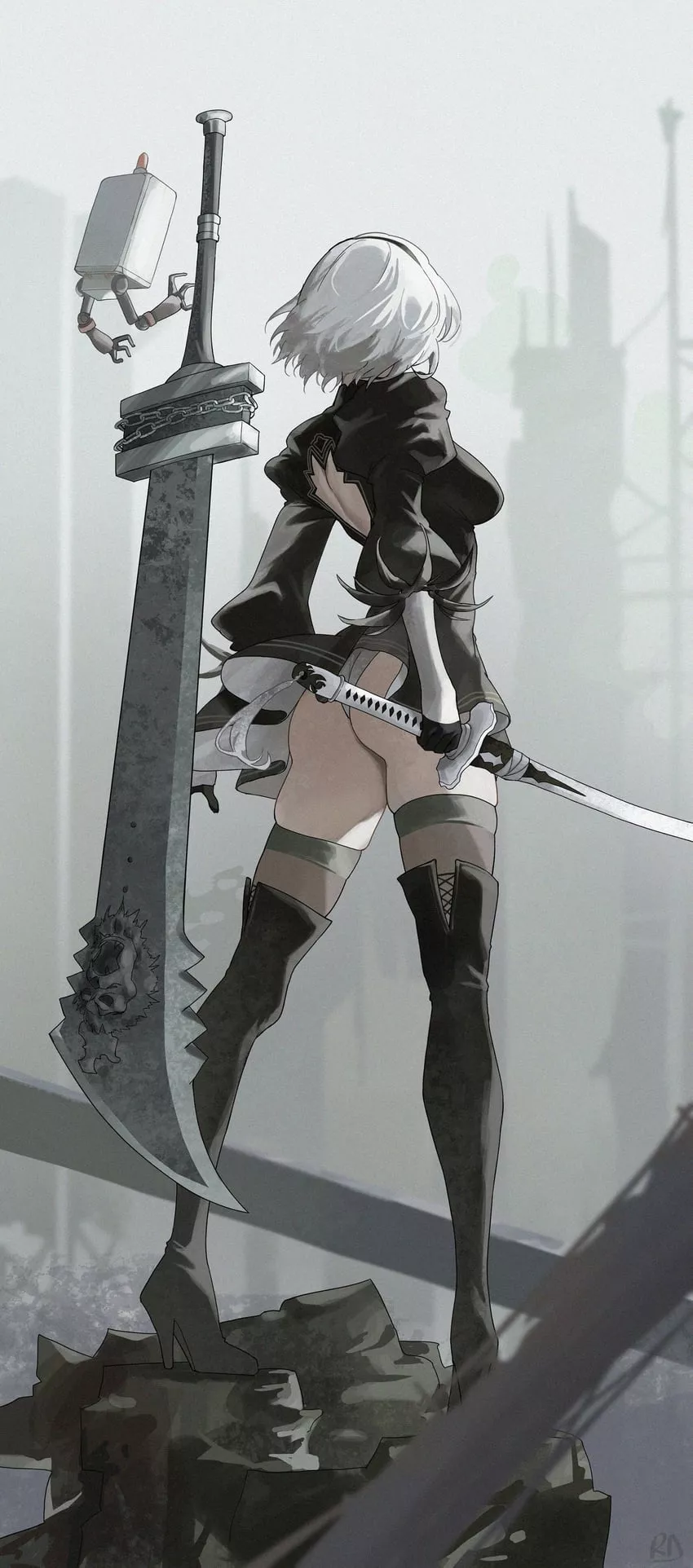 2B's lengthy legs (ryudraw)