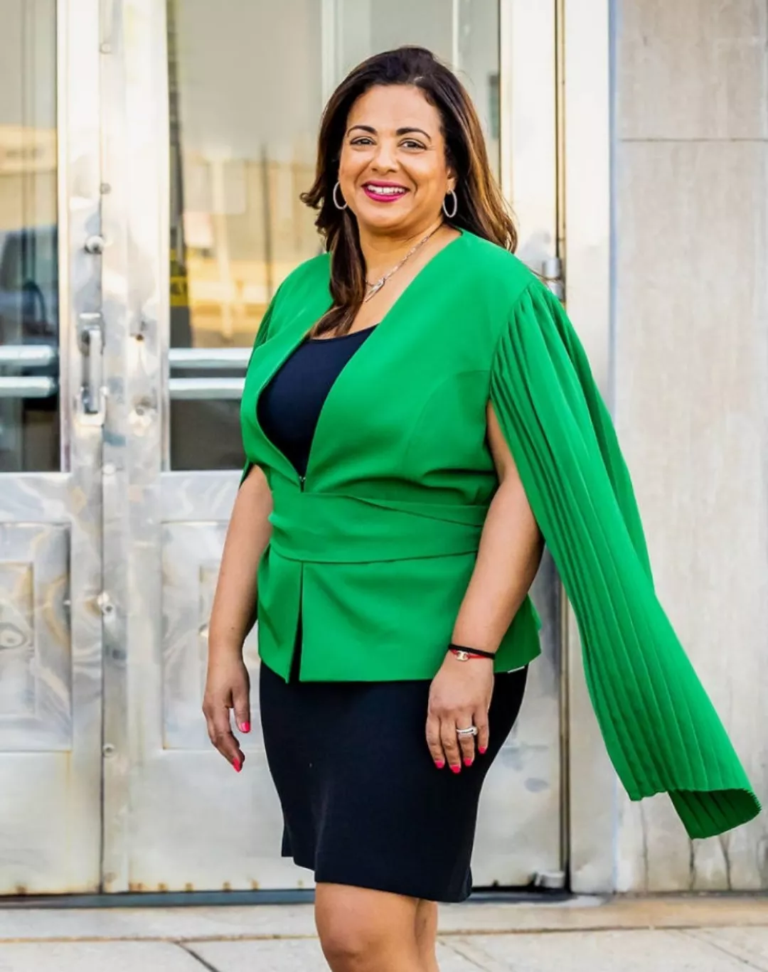 Curvy mature milf in green jacket