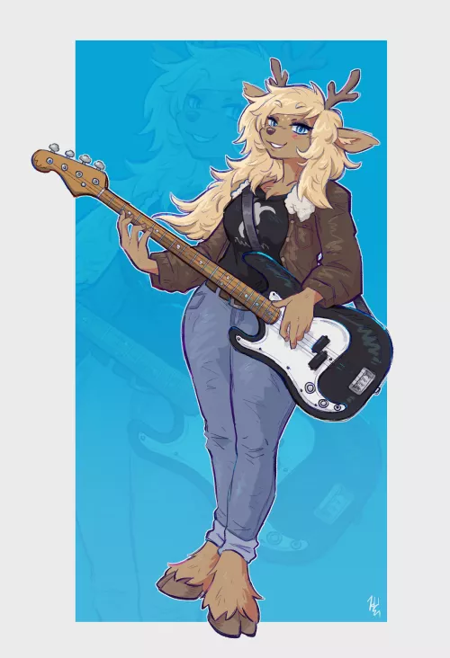 Deer gorl can play bass (commission)
