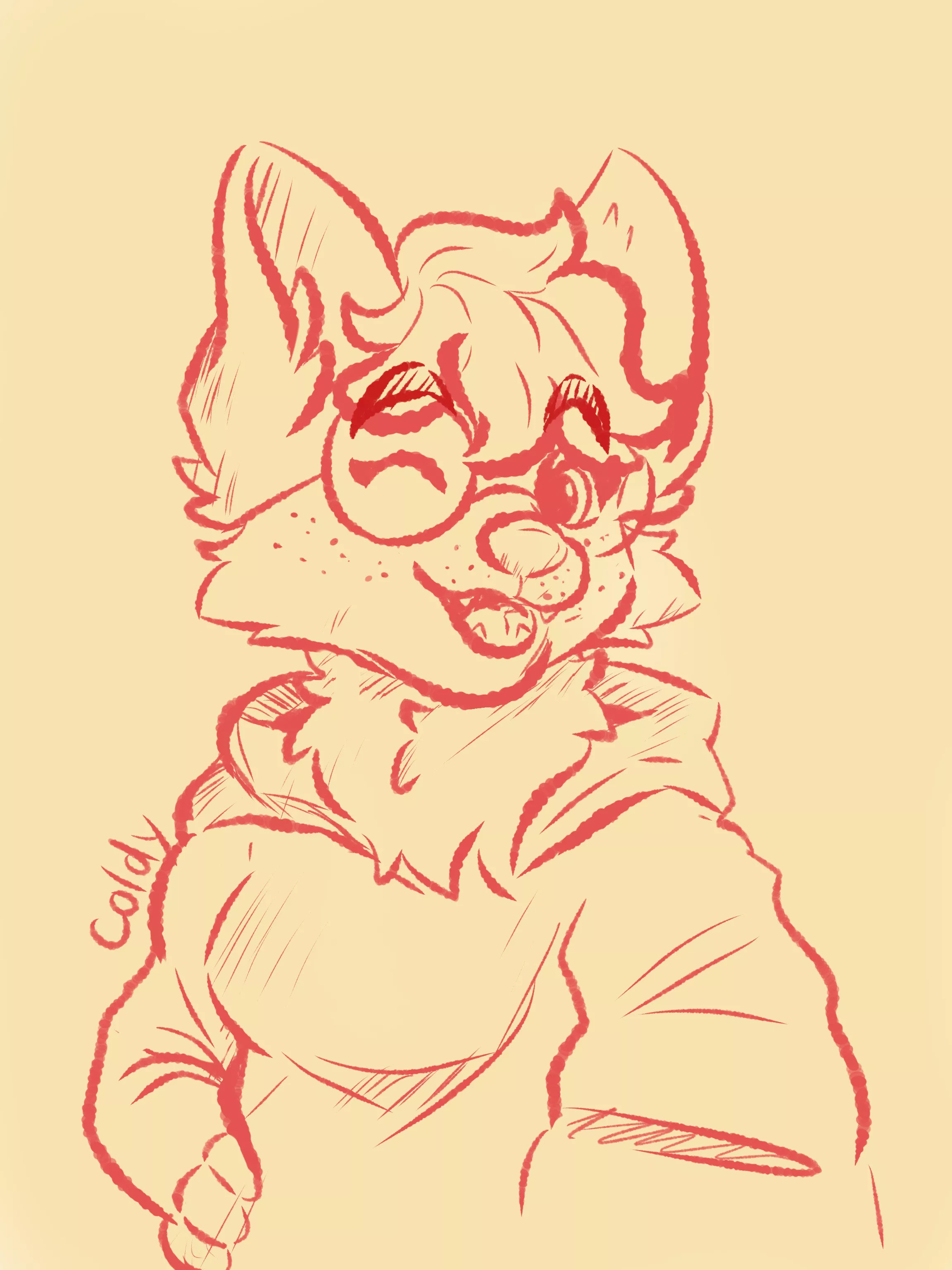 Feeling good and sketchy today, have a dog girl sketch :3 (art by me, @HeyitsColdy)