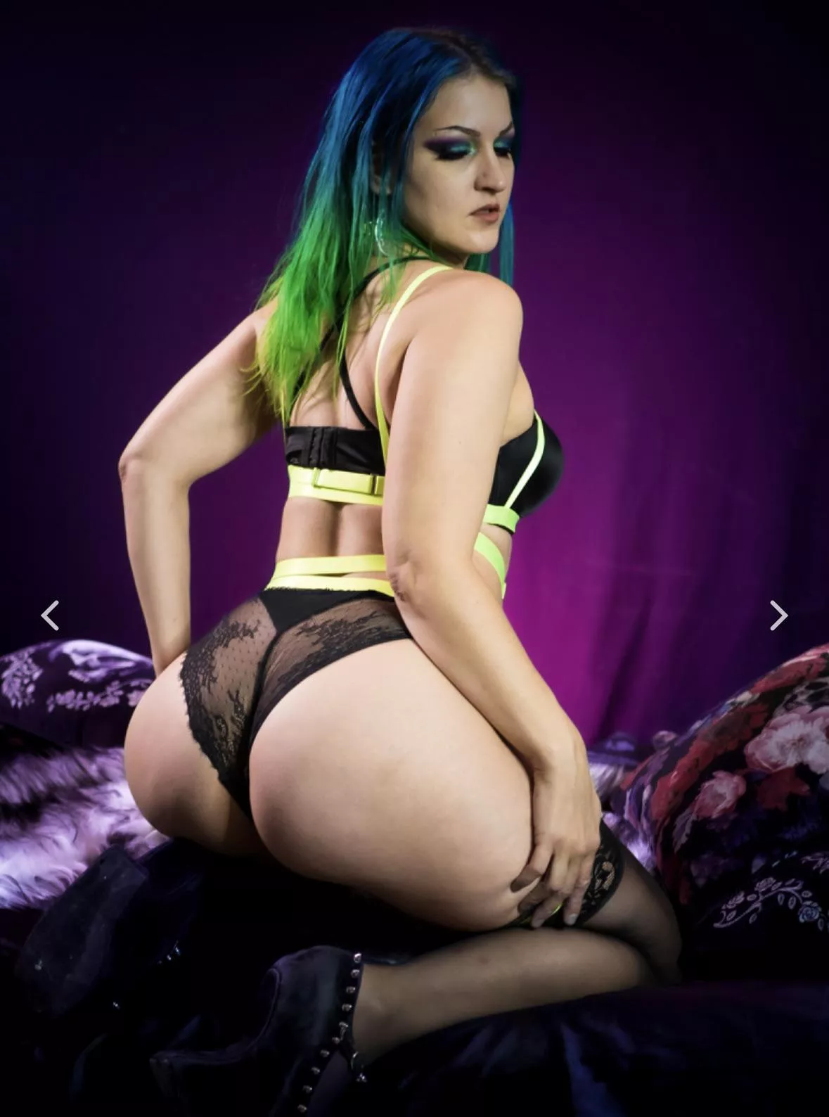 I got a strappy little neon harness to go with my neon hair