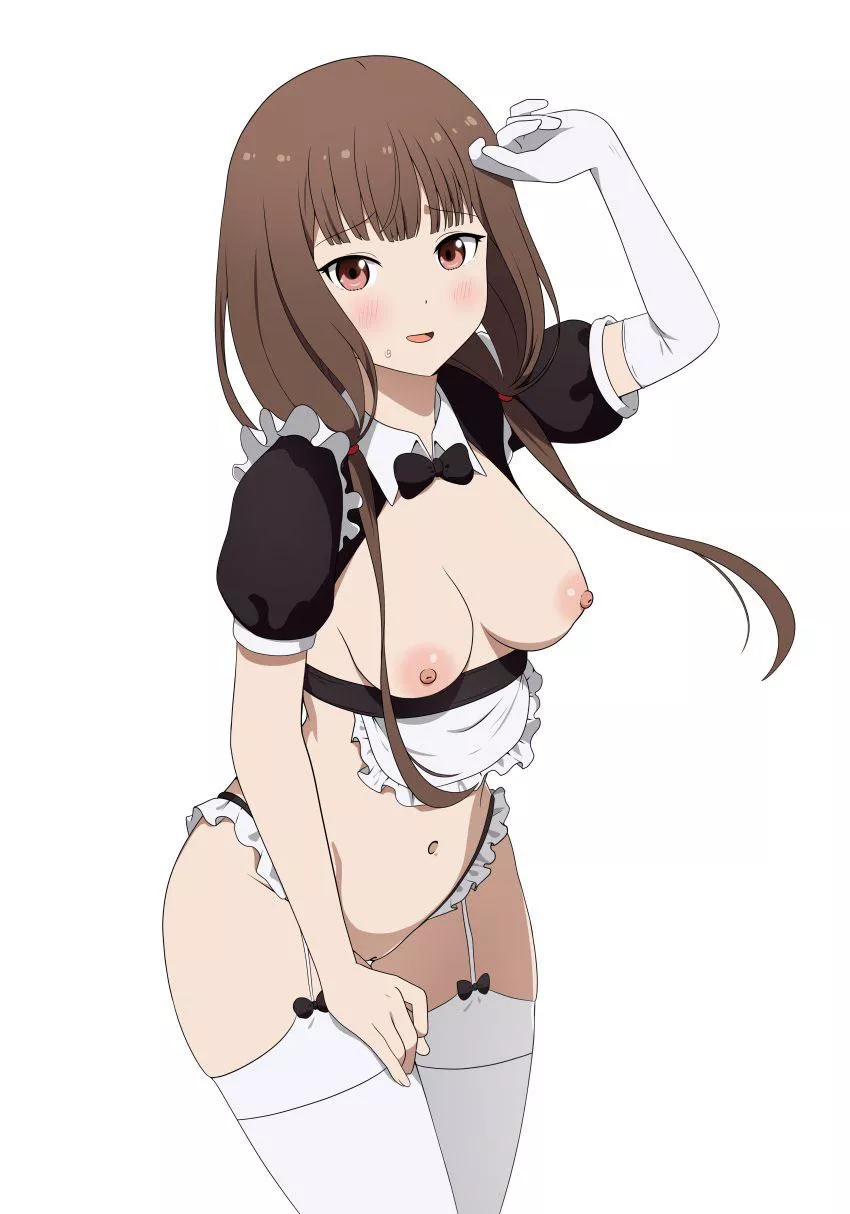 Miko Iino is showing off her maid costume (Coro Fae)