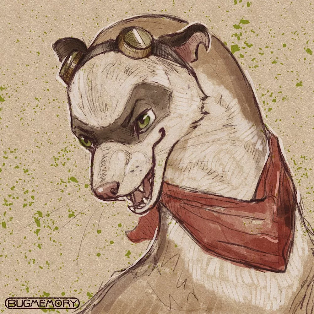 Sketch commission for a ferret character!