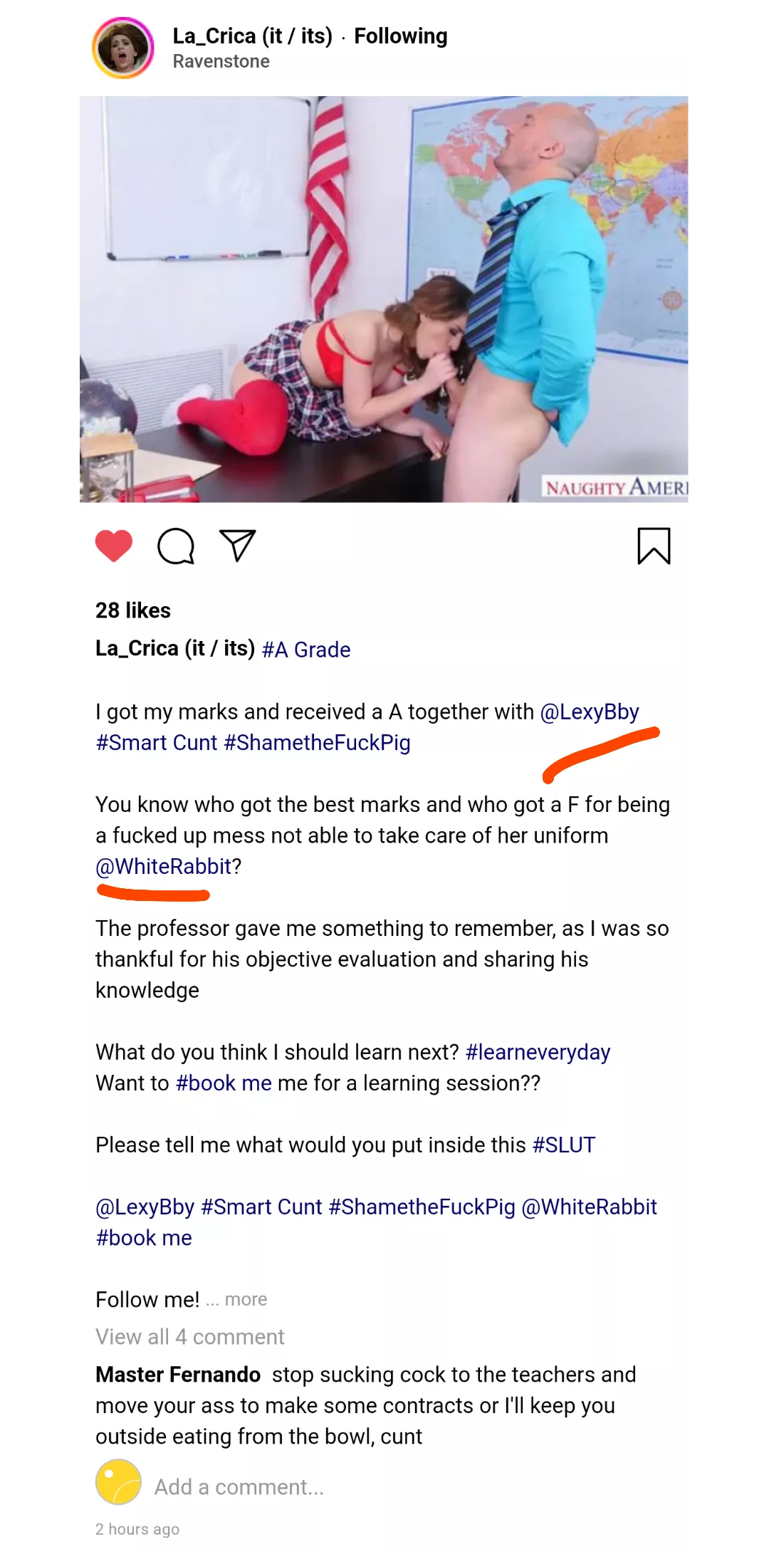 (cuntagram) - @la_crica - I got an A!