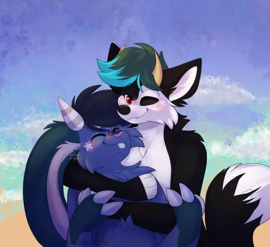 Do you want cuddles like this? 🥺 [Art by me @aussie_kitten | Half body for Moonstorm101!]