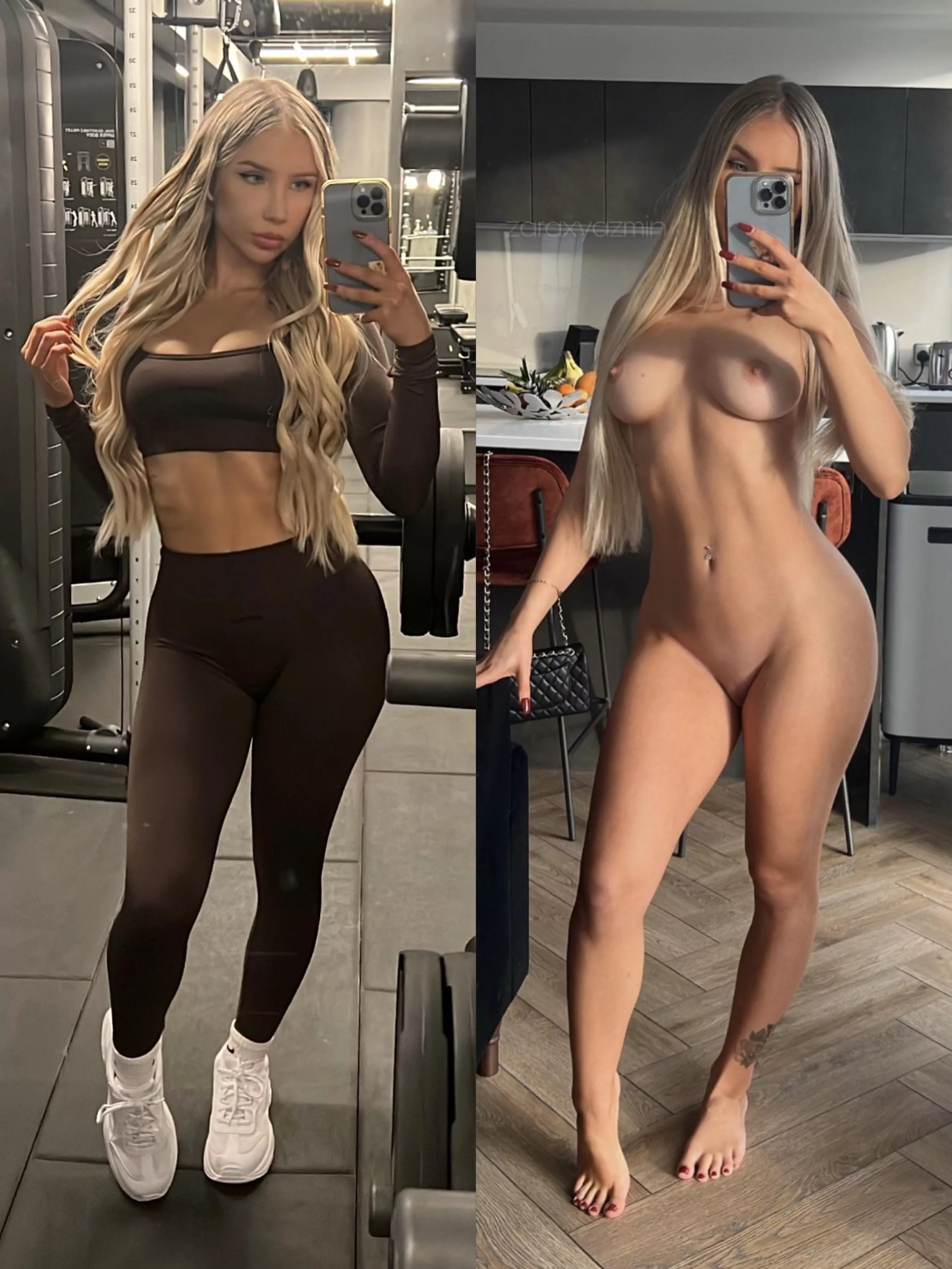 Me in gym wear vs. Me fully naked 😅