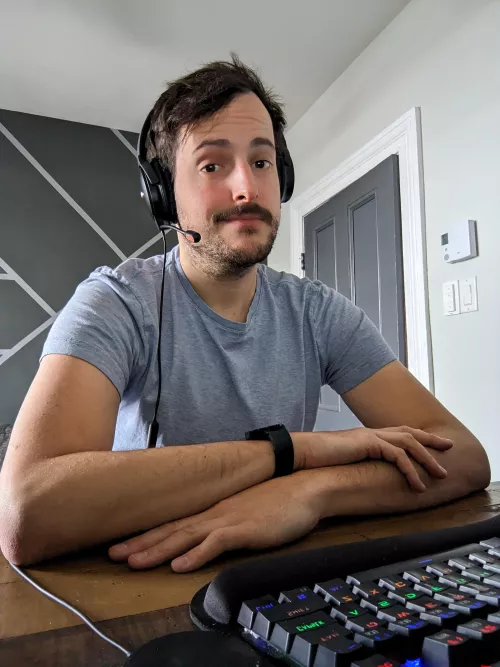 Mid Zoom meeting selfie