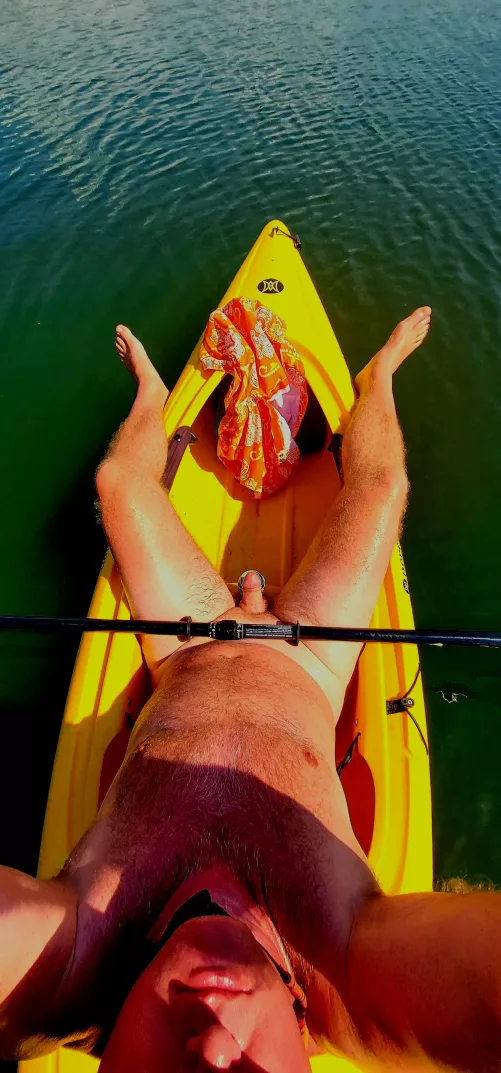 Peaceful day for kayaking on Jubilee Lake in Oregon.