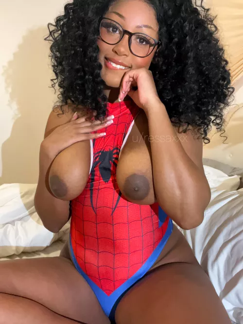 can i keep my spidey suit and my glasses on while i suck it?