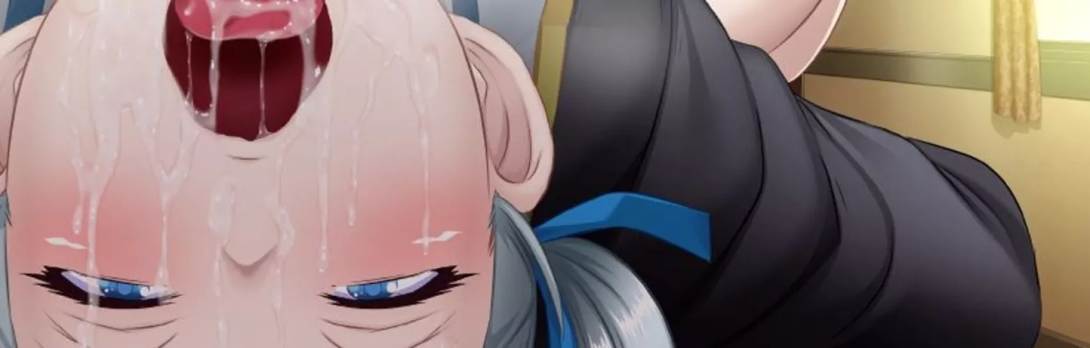 LF Color Source: 1girl, cum on face, mouth open, upside-down, tongue out, silver hair, blue eyes.