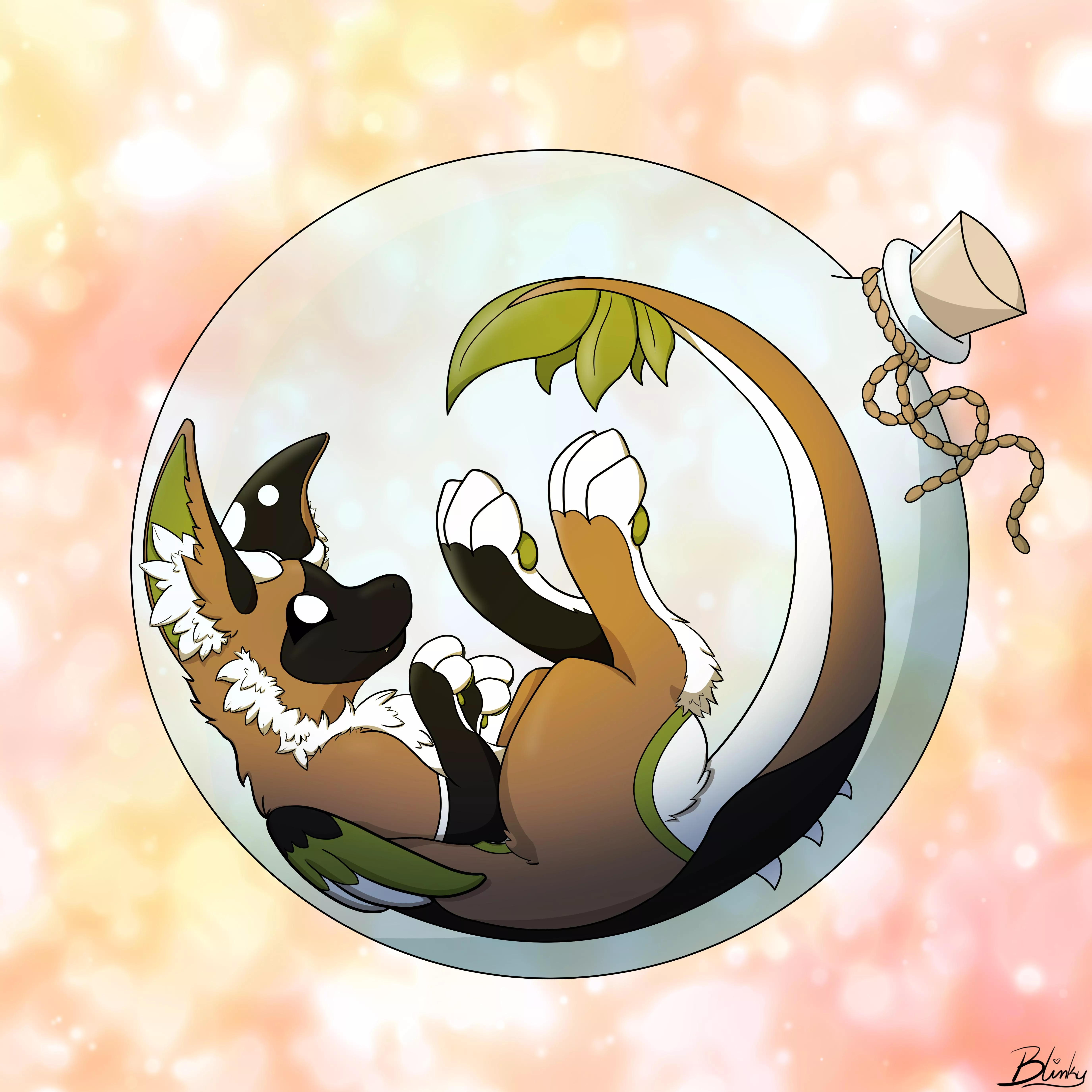 My main OC, Blinky, in a bottle c: I got the bottle idea from Nuregami in Okami (the snake god in a bottle)